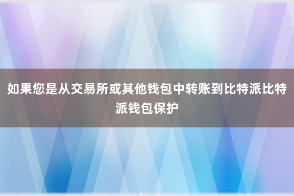 如果您是从交易所或其他钱包中转账到比特派比特派钱包保护