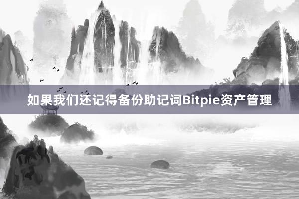 如果我们还记得备份助记词Bitpie资产管理