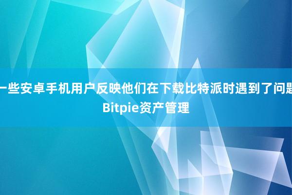 一些安卓手机用户反映他们在下载比特派时遇到了问题Bitpie资产管理