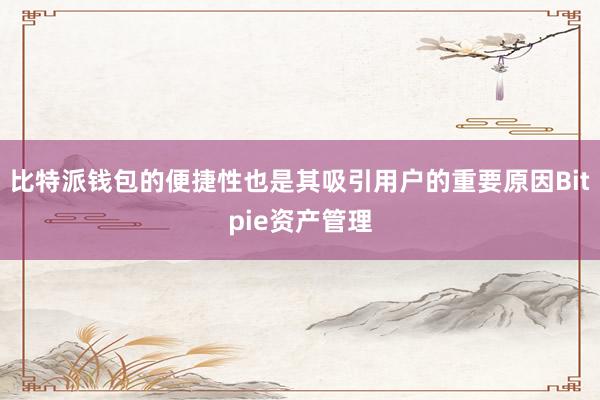 比特派钱包的便捷性也是其吸引用户的重要原因Bitpie资产管理