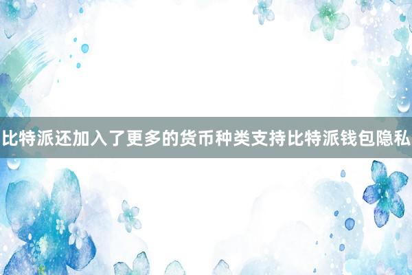 比特派还加入了更多的货币种类支持比特派钱包隐私