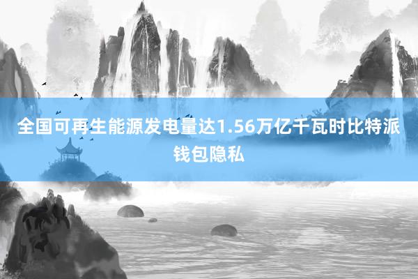 全国可再生能源发电量达1.56万亿千瓦时比特派钱包隐私