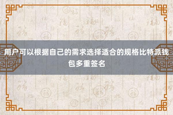 用户可以根据自己的需求选择适合的规格比特派钱包多重签名